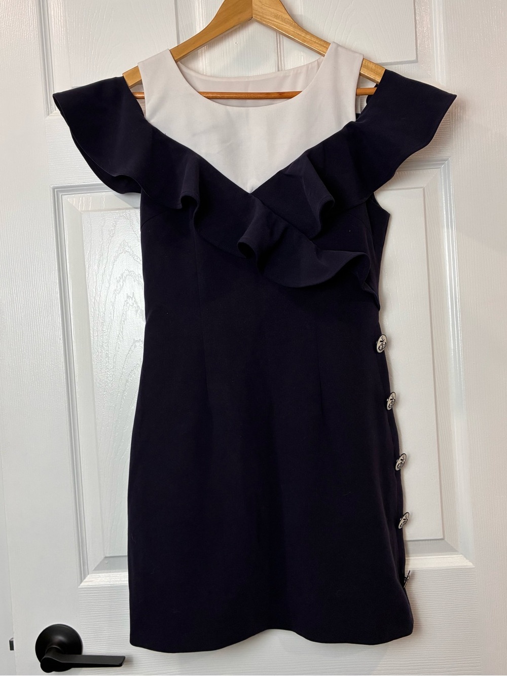 Aviva On Earth Navy & White Ruffle Nautical Mini Dress Size 38